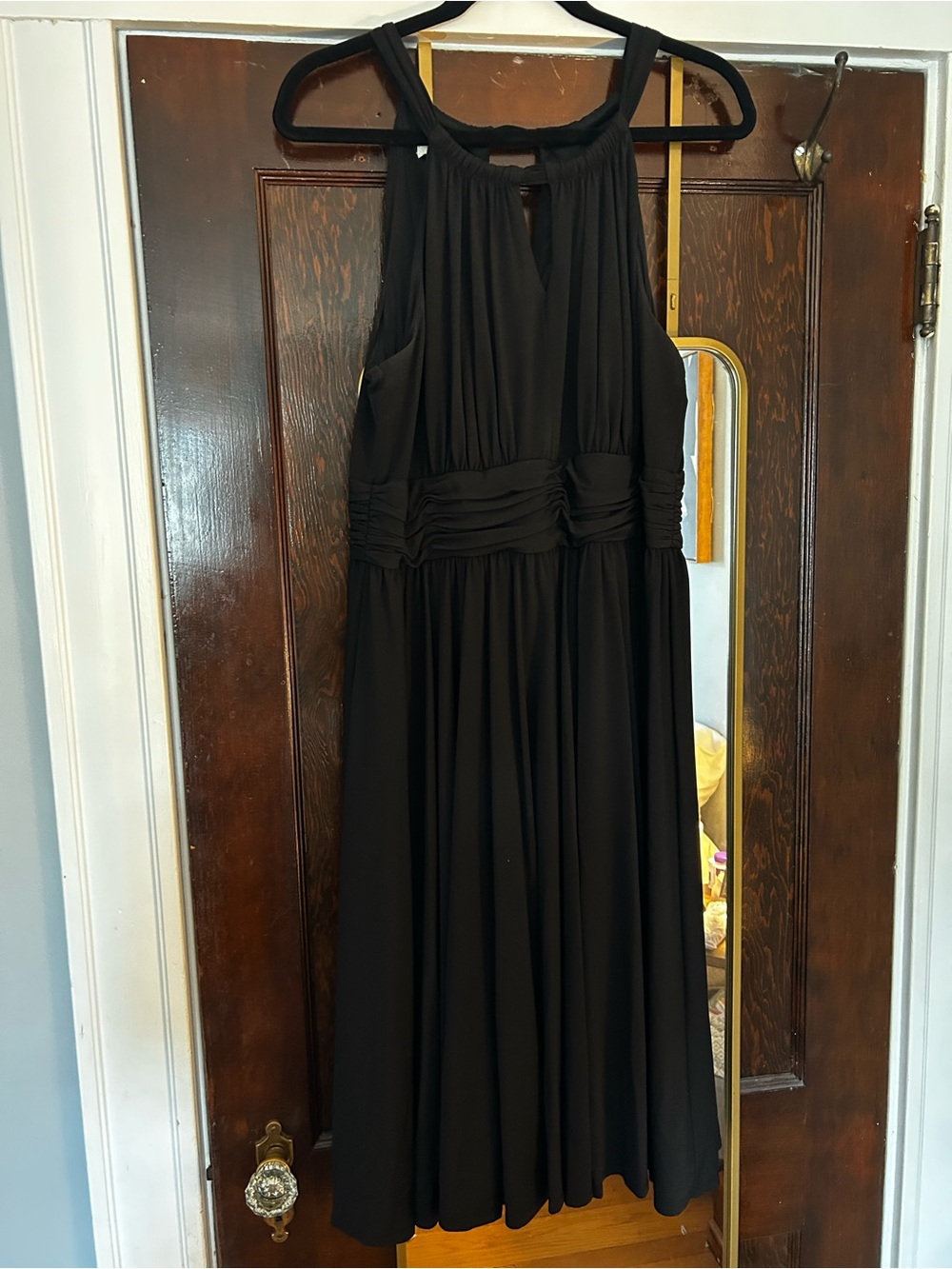 Elegant Black Halter Midi Dress - Classic Evening Style